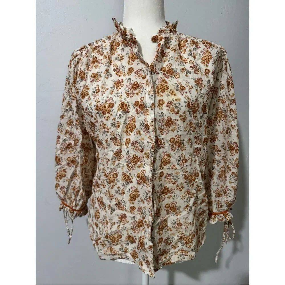 Sundance boho floral top button front S
